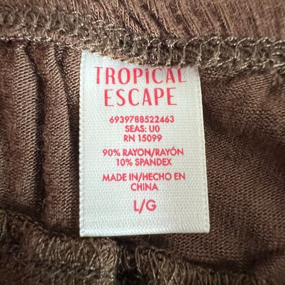 Tropical Escapes Womens Maxi Dress Swimsuit Coverup Grecian Style Brown Large - Picture 11 of 11